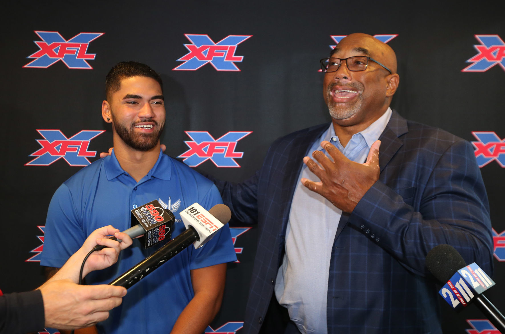 XFL coach Jonathan Hayes and QB Jordan Ta'amu